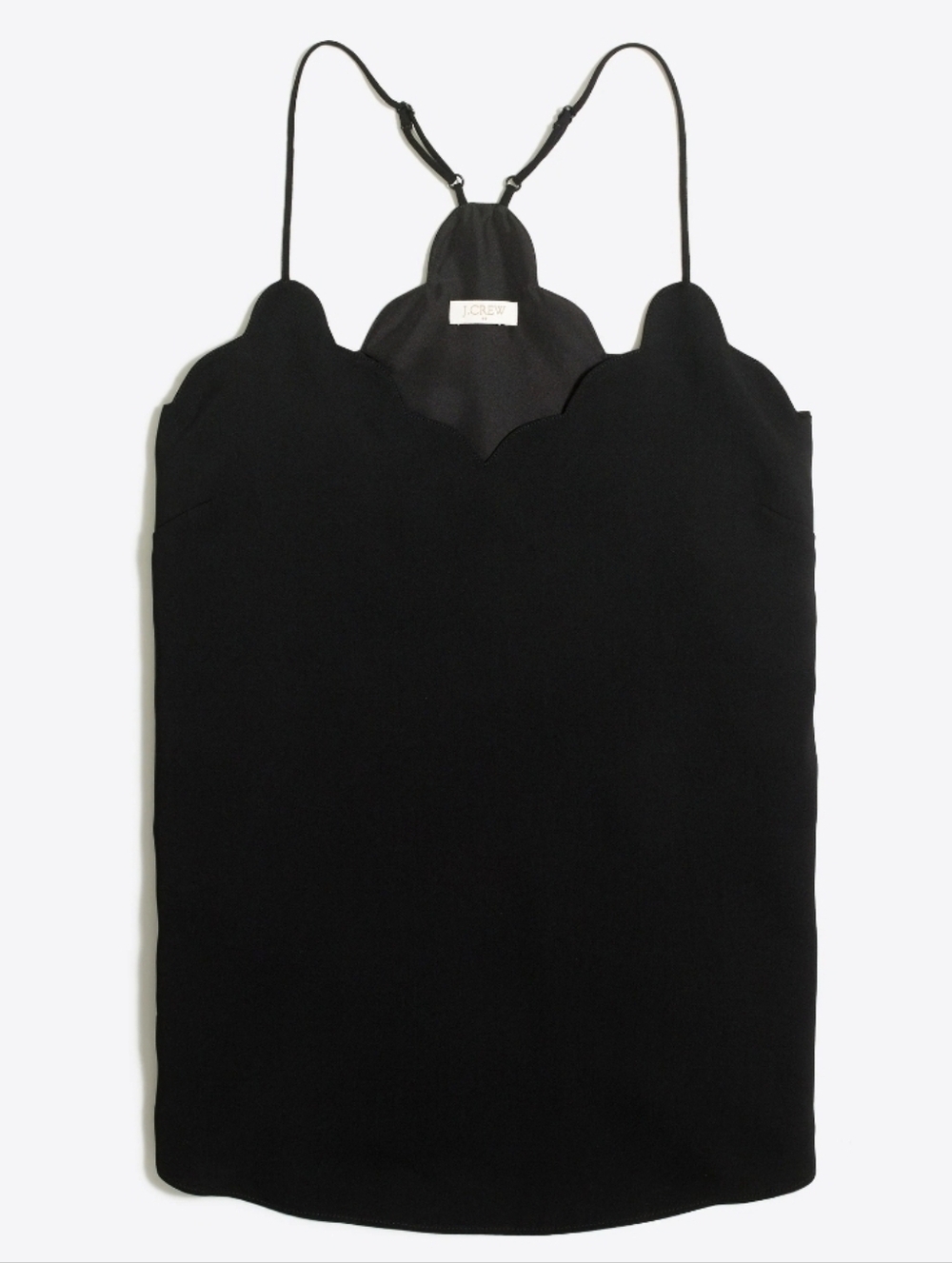 NWOT J. Crew Black Scalloped Neck Cami